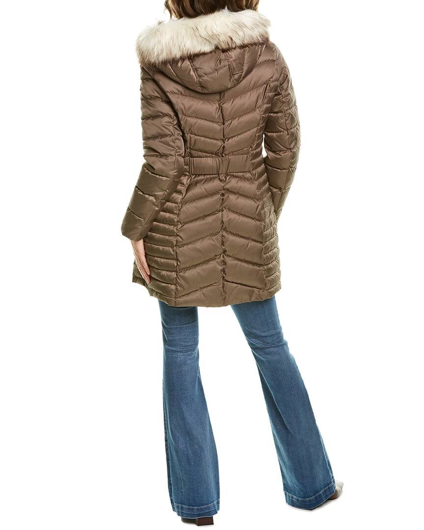 Faux-Fur-Trim Hooded Puffer Coat G635