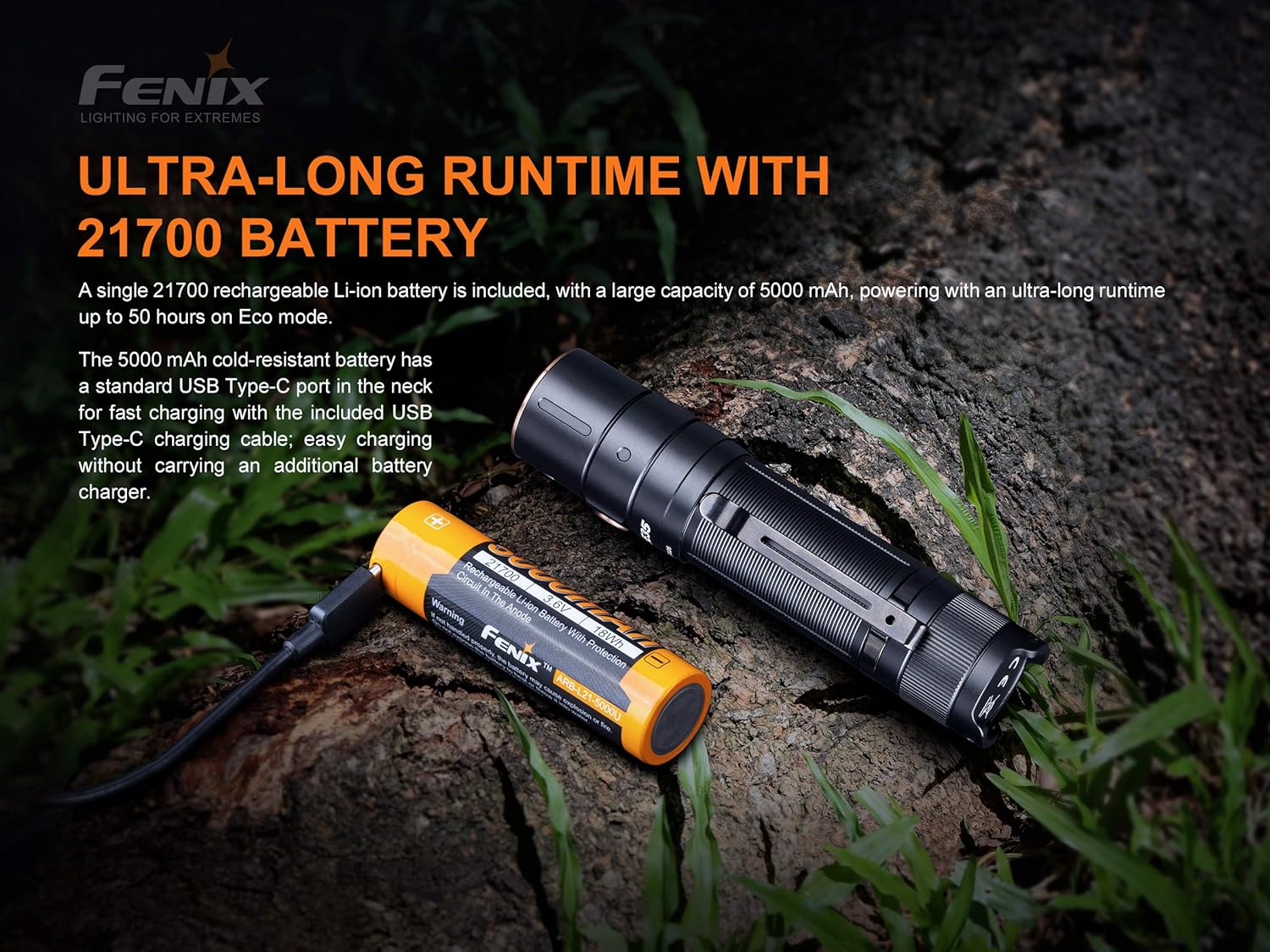 3000 Lumen USB-C Rechargeable Flashlight with 2X 5000mAh Battery Case R5026