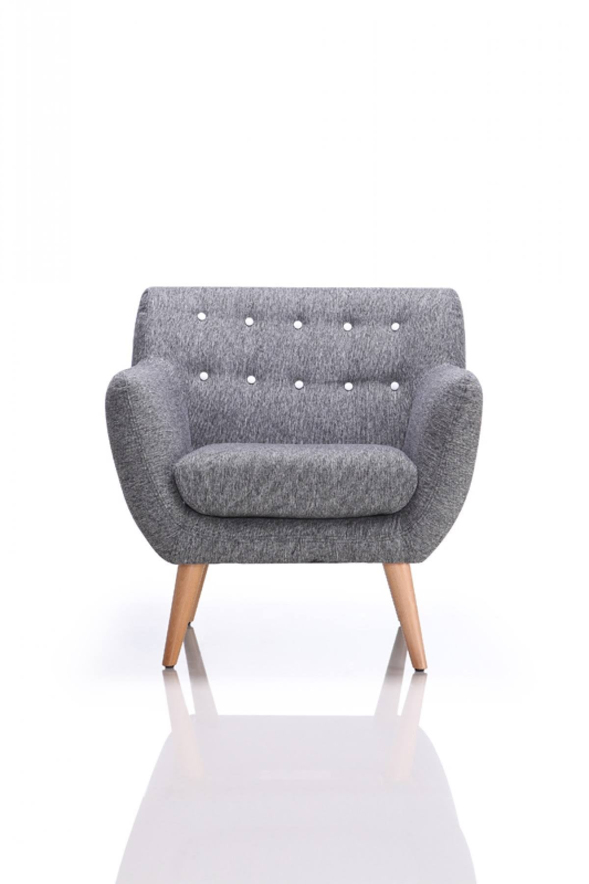 Grey and White Fabric Accent Chair R923656