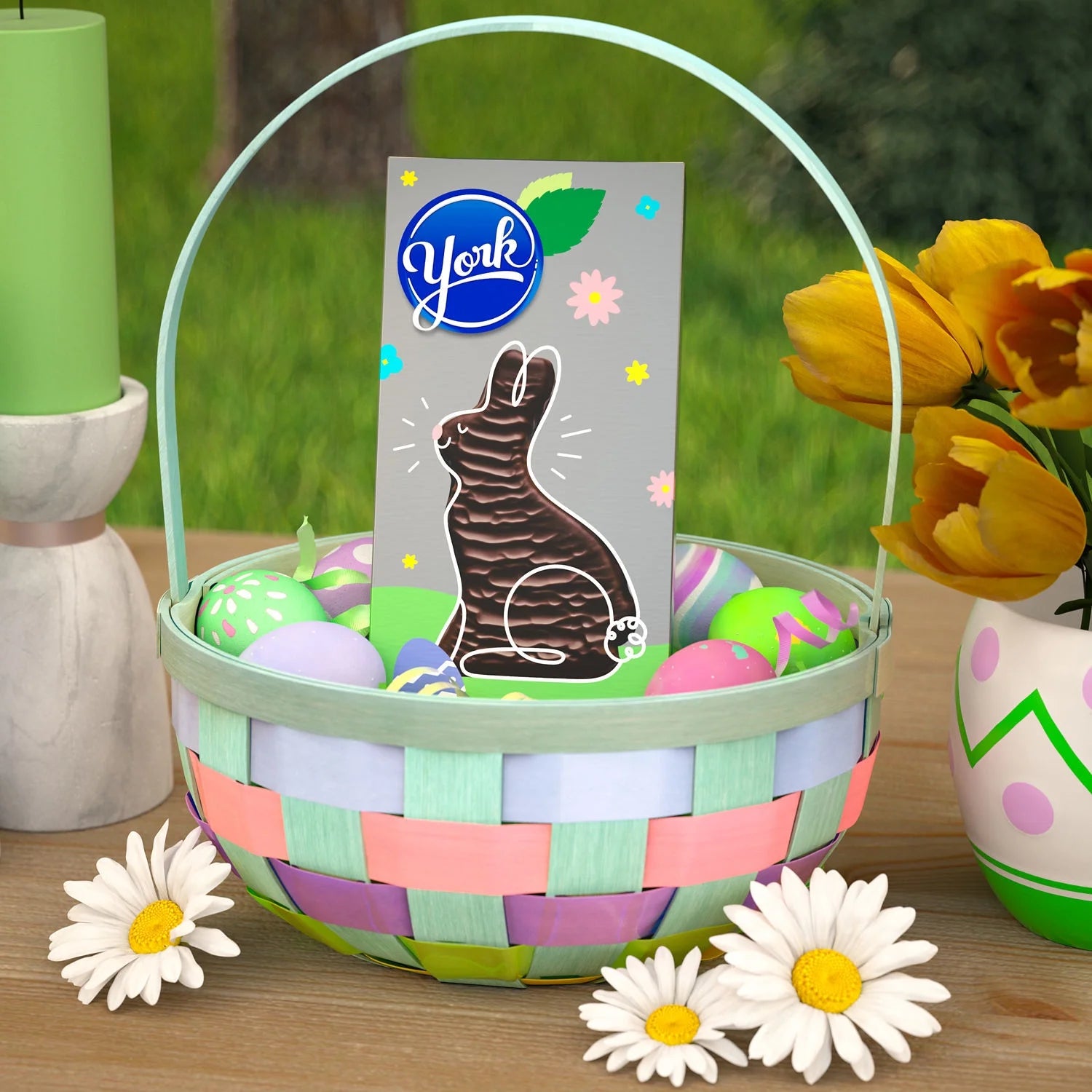 Dark Chocolate Peppermint Patties Bunny Easter Candy, 5 oz I770161