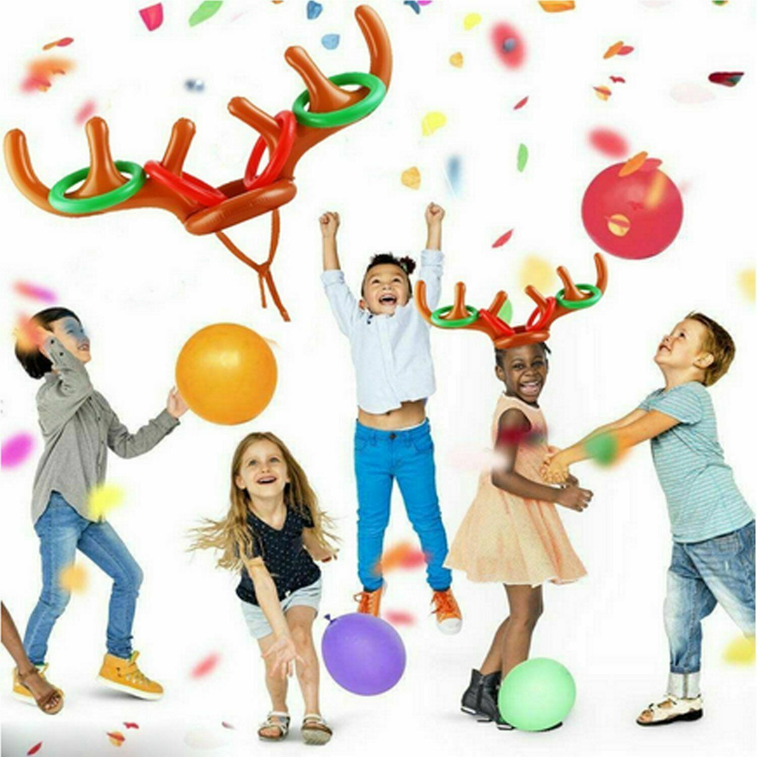 Inflatable Reindeer Antler Hat & Toss Ring Christmas Party Game Toys X121097