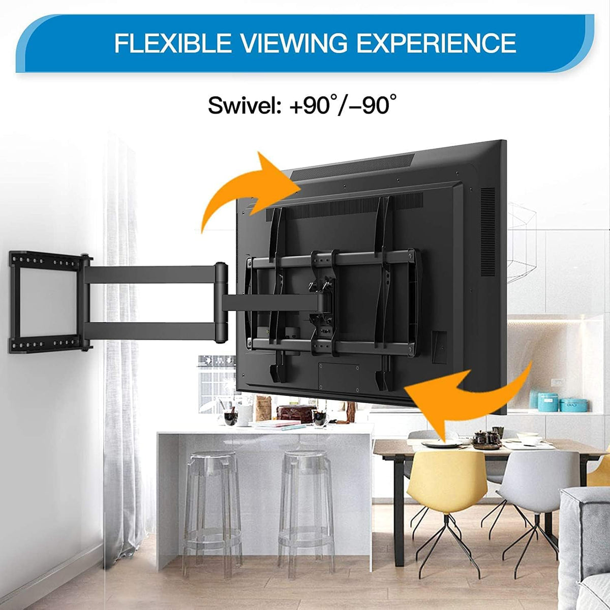 Full Motion TV Wall Mount for 37-75 inch LED LCD OLED Flat/Curved TVs with VESA 600x400mm, Articulating Corner TV Bracket Swivel & Tilt, 28 inch Arm Extension, Holds TVs up to 110lbs Z276721