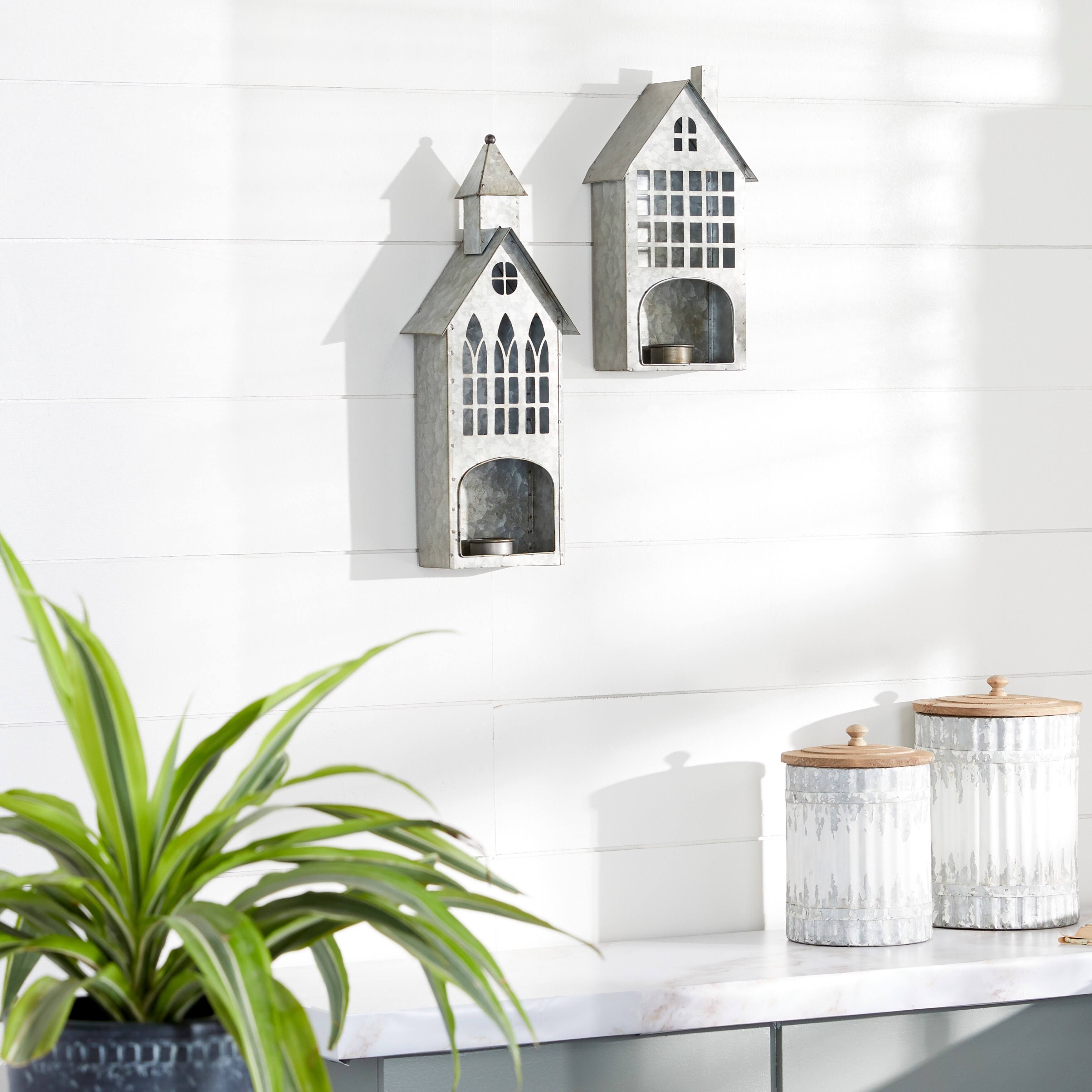 Grey Metal Candle Holder (Set of 2) F881