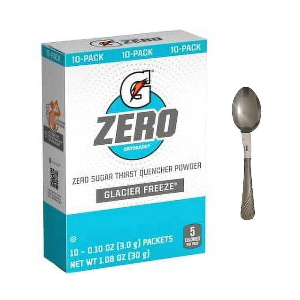 G Zero Sugar Glacier Freeze Powdered Drink Mix, 0.10 oz, 3 Boxes of 10 With Spoon J56257