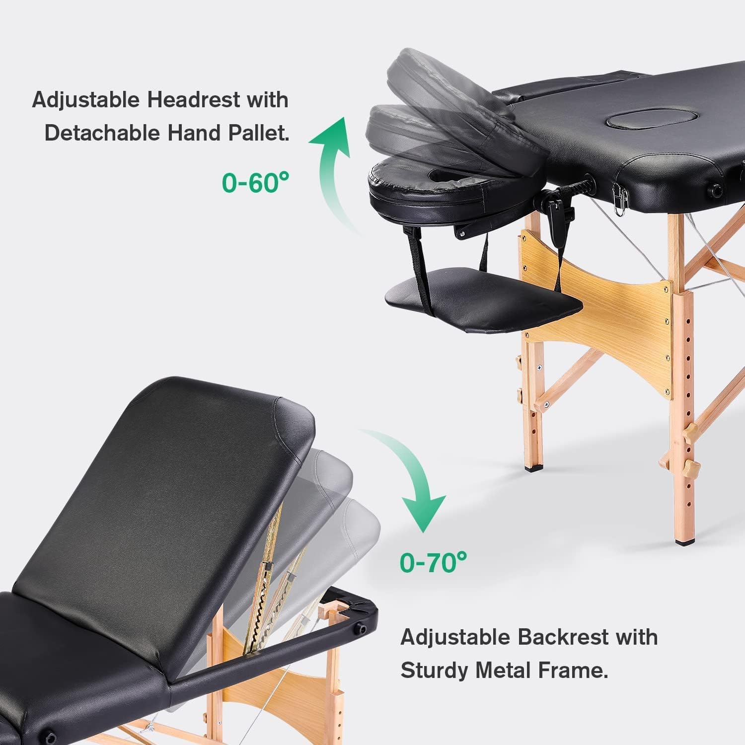 Black Ergonomic Massage Table with Carrying Case X744
