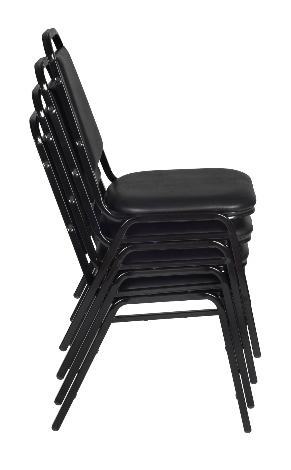 Beige Square Breakroom Table and 4 Black Stack Chairs R626781