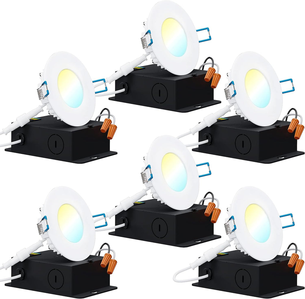 4 Inch Ultra Thin LED Recessed Ceiling Lights, 4000K Cool White, Dimmable 10W, 650 LM, 6 Pack T74746