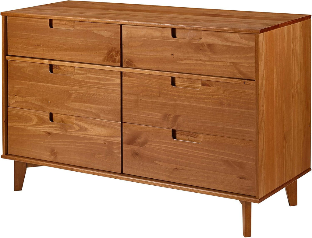 6 Drawer Caramel Wood Dresser B3092