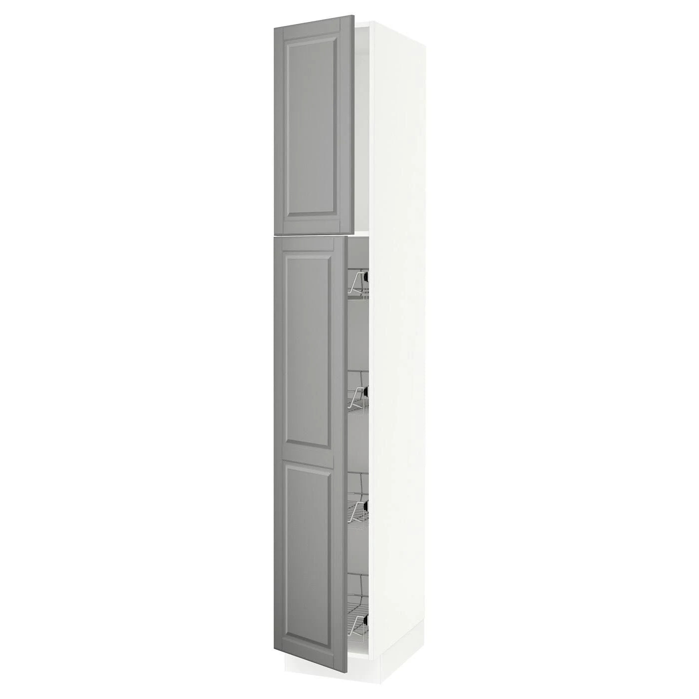 White High Cabinet with Door and Wire Baskets G36442