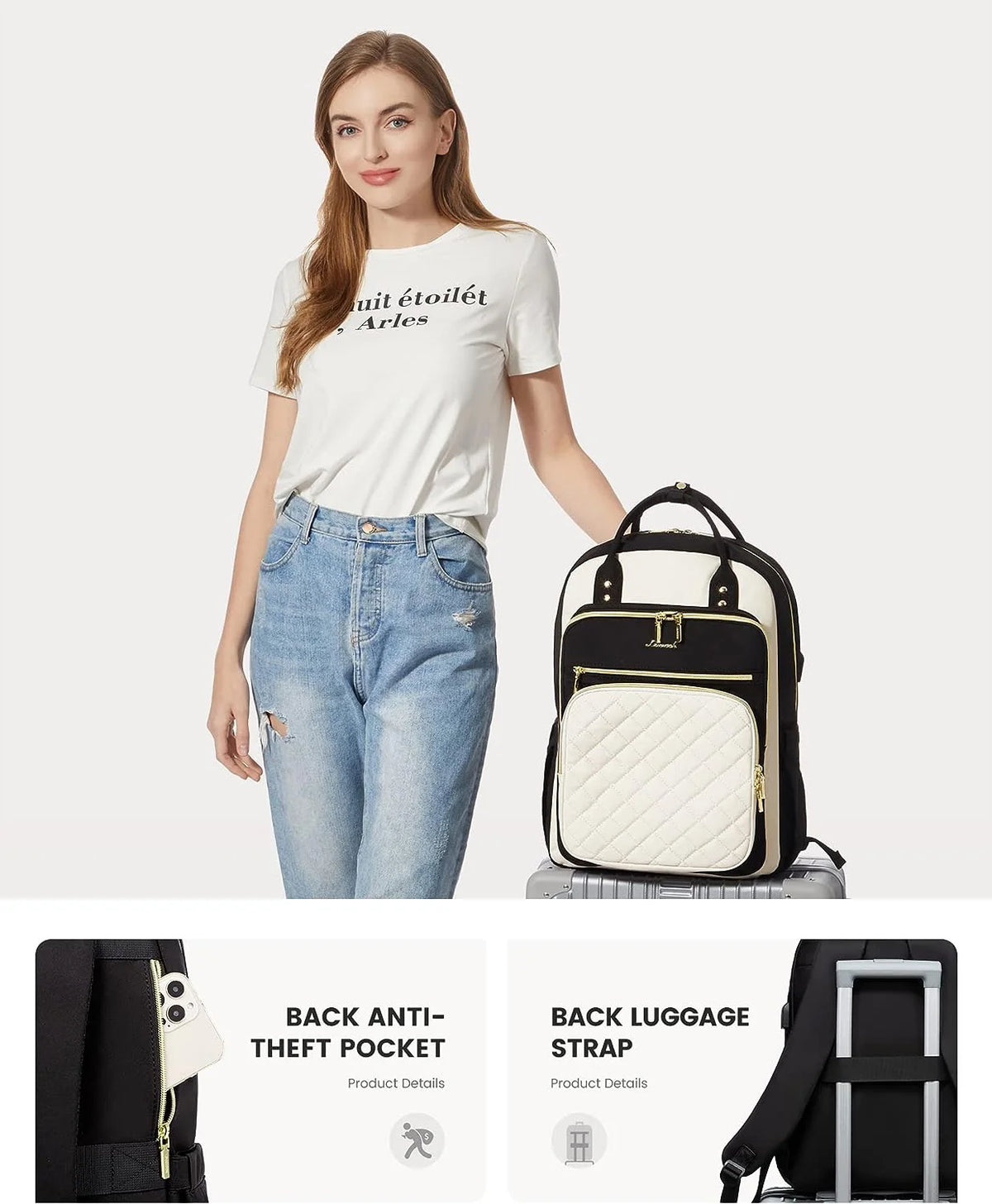 Laptop Backpack with 15.6 inch Laptop Compartment, Lightweight Travel Daypack with USB Port A351