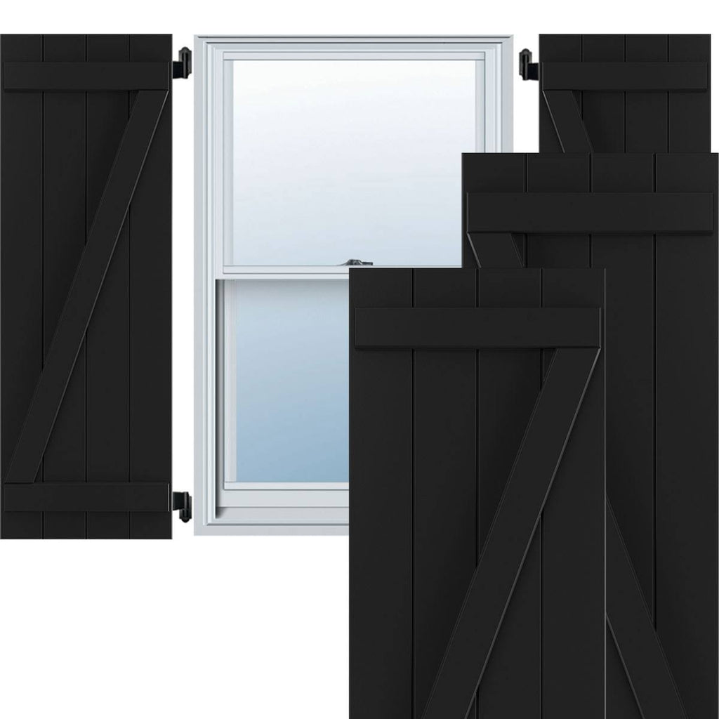 Black PVC Board and Batten Shutters with Z-Bar (Per Pair) G69748
