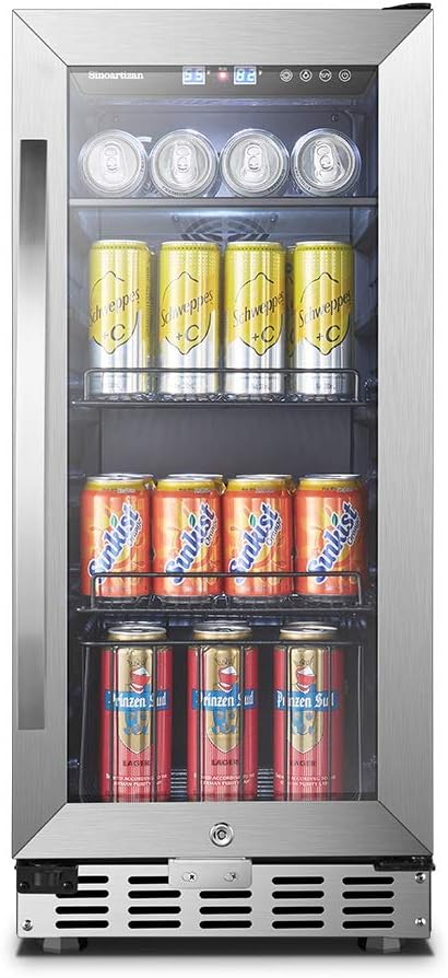 15 Inch Beverage Cooler Refrigerator with Glass Door D553