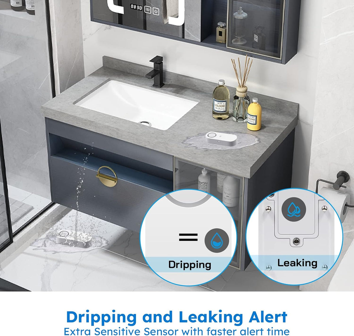 WiFi Water Sensor 5 Pack with 120dB Adjustable Alarm S24510