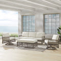 4Pc Outdoor Wicker Swivel Rocker And Sofa Set Creme/Driftwood F960
