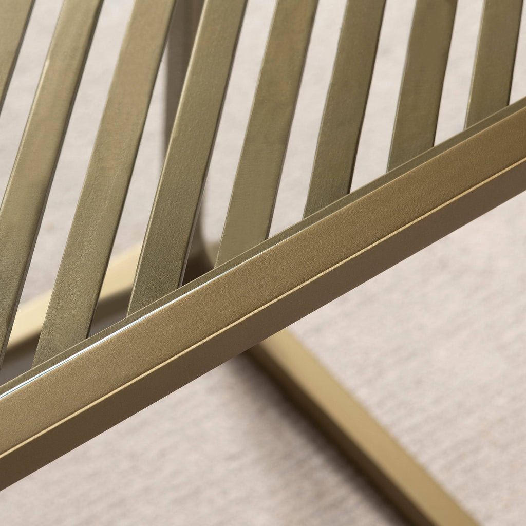 Gold Metal and Glass End Table Q33717