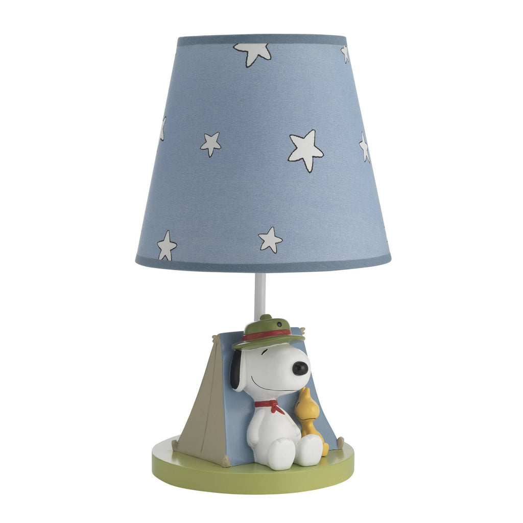 Blue, Beige, Green Campout Lamp with Shade & Bulb P1674