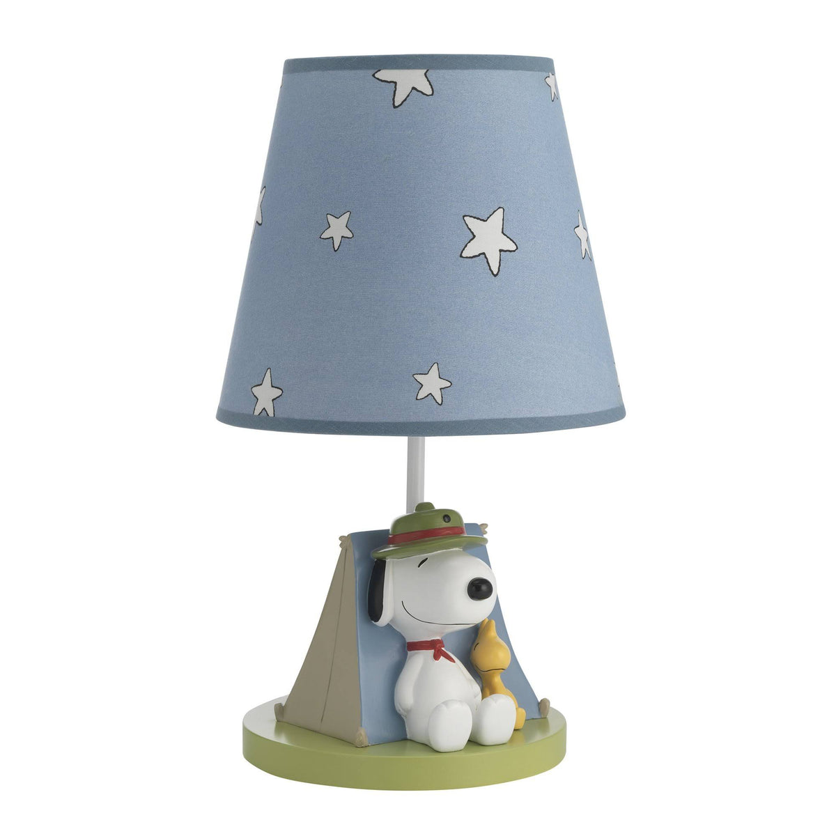 Blue, Beige, Green Campout Lamp with Shade & Bulb P1674