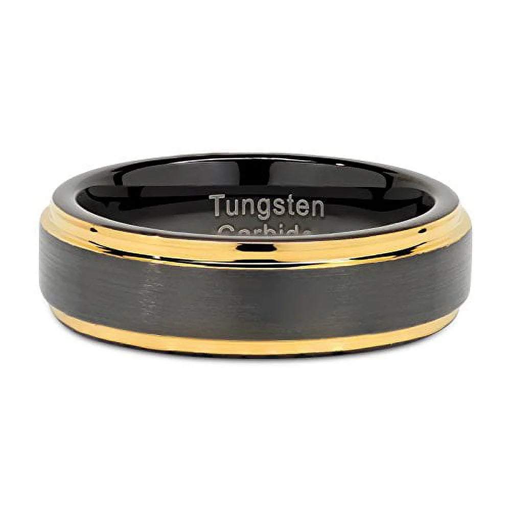 6mm Two Tone Black Gold Tungsten Wedding Band Engagement Ring Z8862