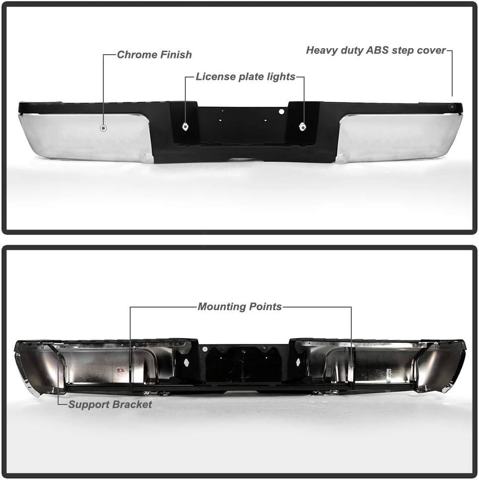 Chrome Steel Complete Rear Step Bumper Assembly C88239