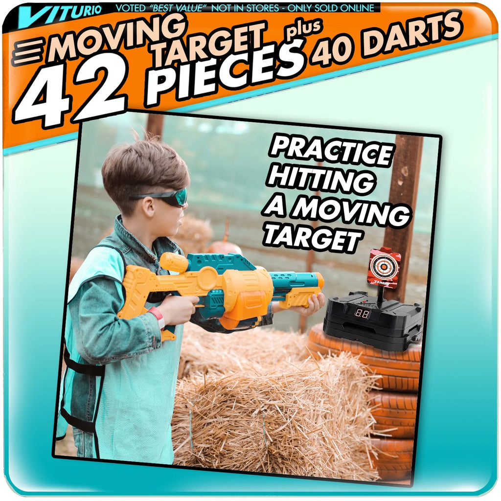43pc Electronic Digital Moving Target with 40 Soft Darts 2 Wristbands X12776