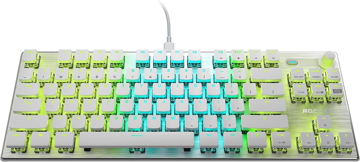 Black Tenkeyless Linear Optical Gaming Keyboard with Anodized Aluminum Top Plate A97409