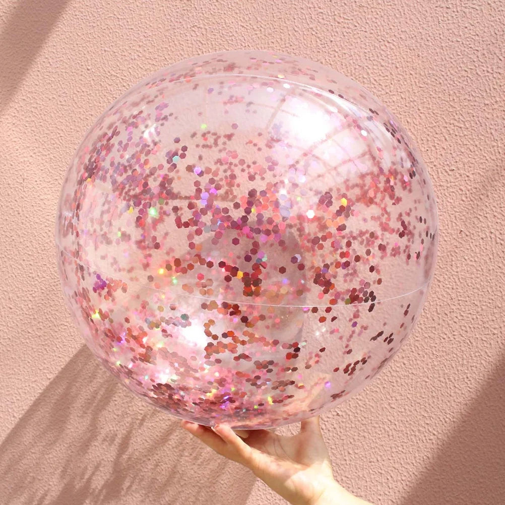 Rose Gold Glitter Beach Ball with Pump A791097