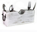 White Wood Silverware Holder Caddy V67253