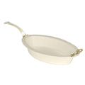 Oval Casserole with Long Brass Handle Sandstone Ivory W28591