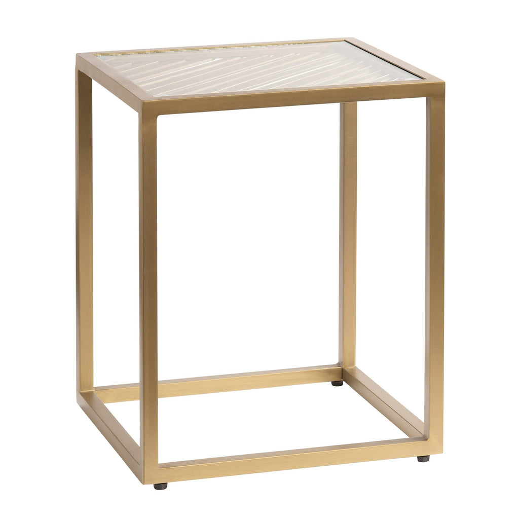 Gold Metal and Glass End Table Q33717