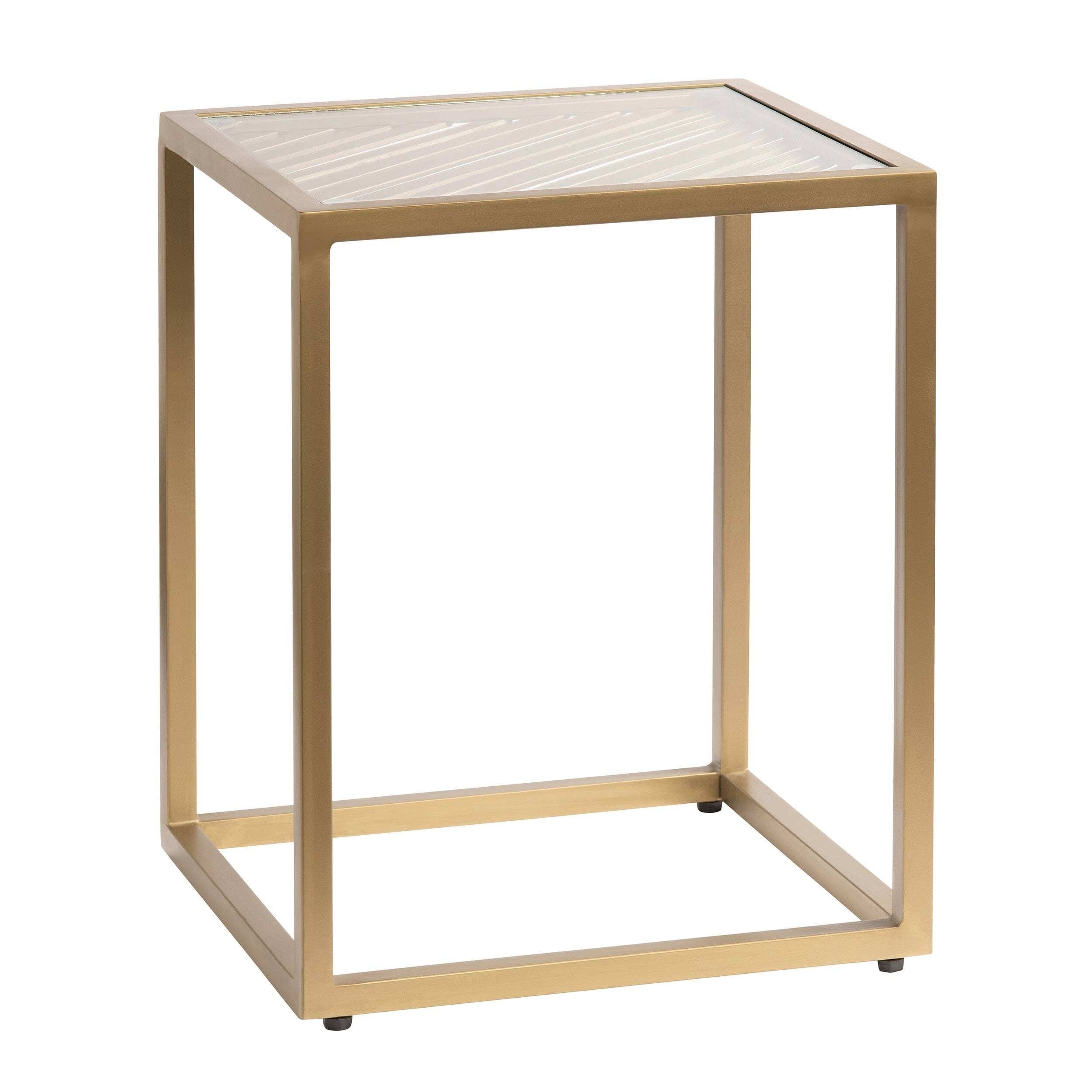 Gold Metal and Glass End Table Q33717