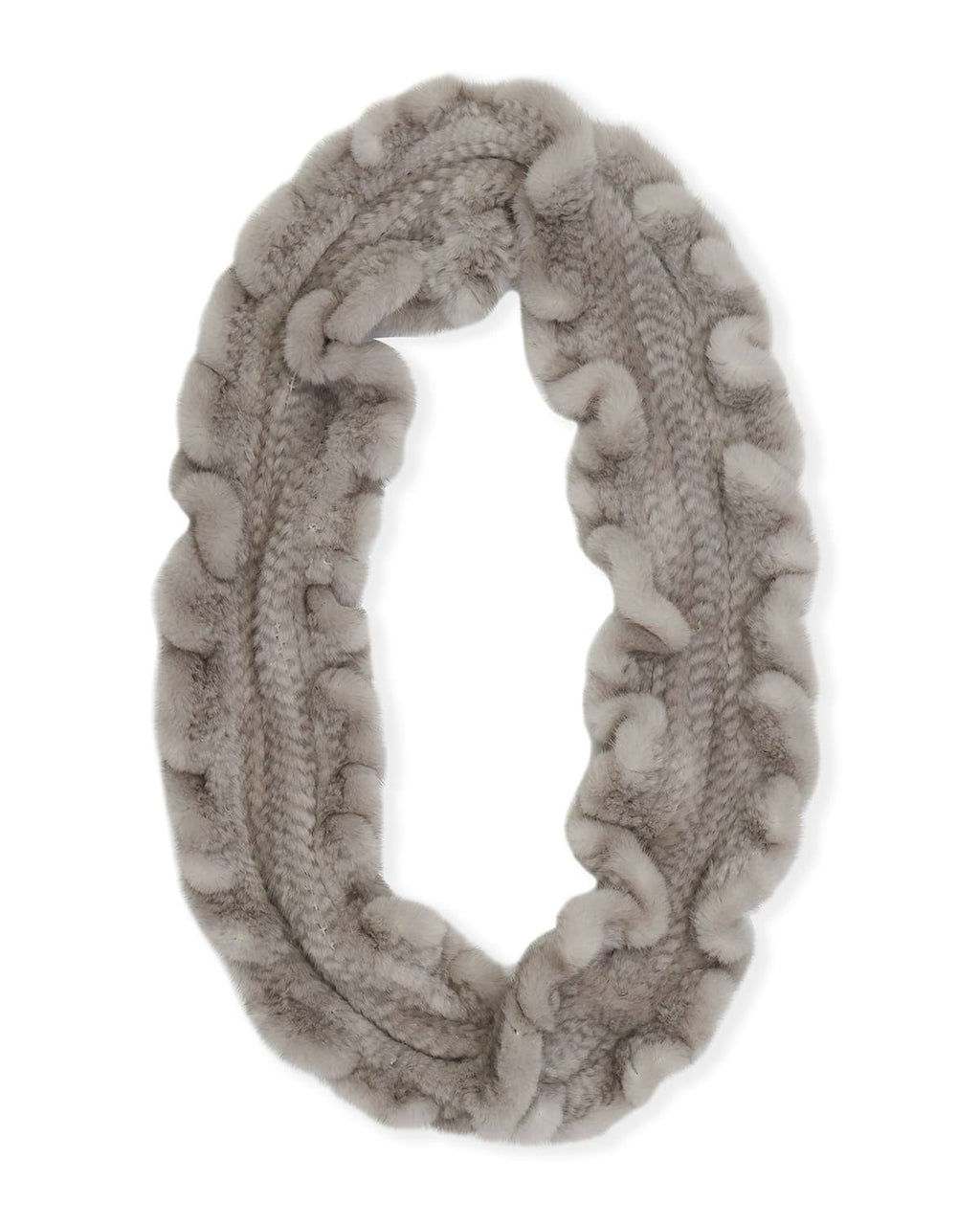 Mink Fur Knit Infinity Scarf Black U499784