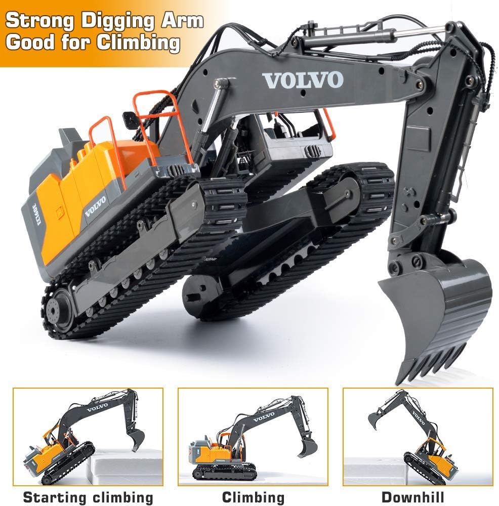3 in 1 RC Excavator Construction Truck Metal Shovel and Drill 1/16 Scale Remote Control Excavator F730