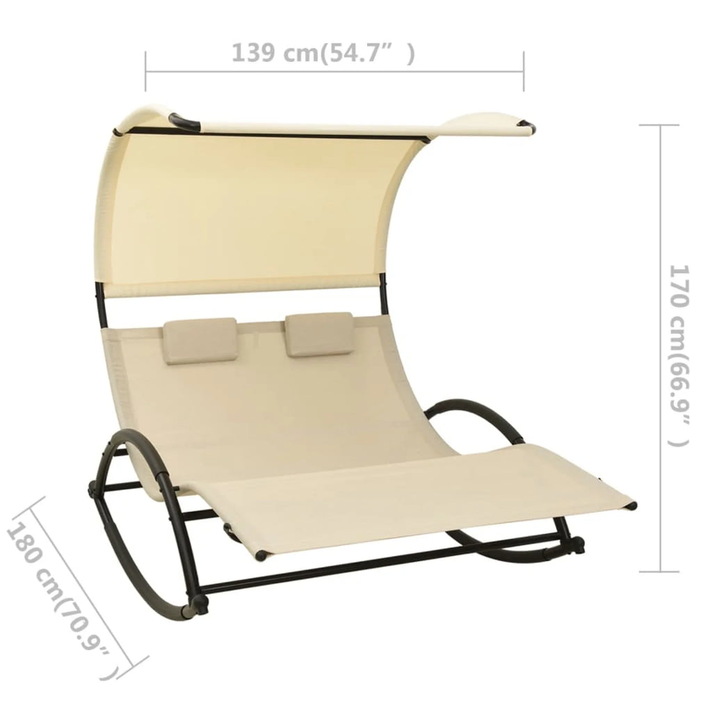 Double Sun Lounger with Canopy Textilene Q180647