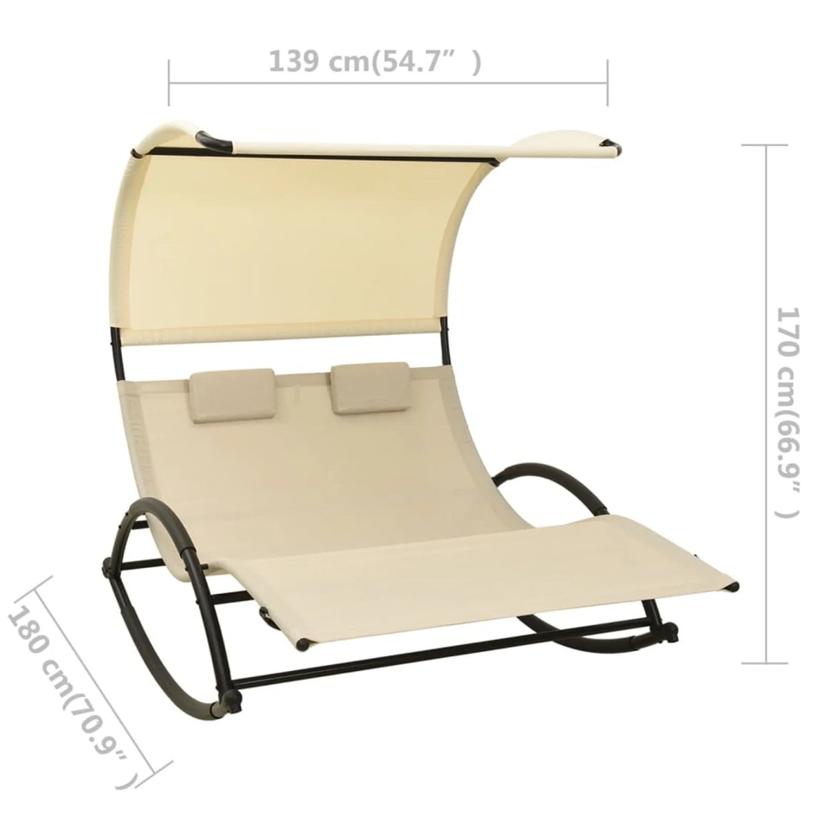 Double Sun Lounger with Canopy Textilene Q180647