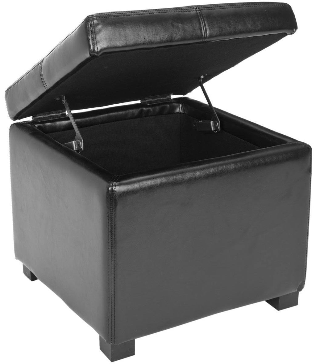 Black Leather Ottoman F699