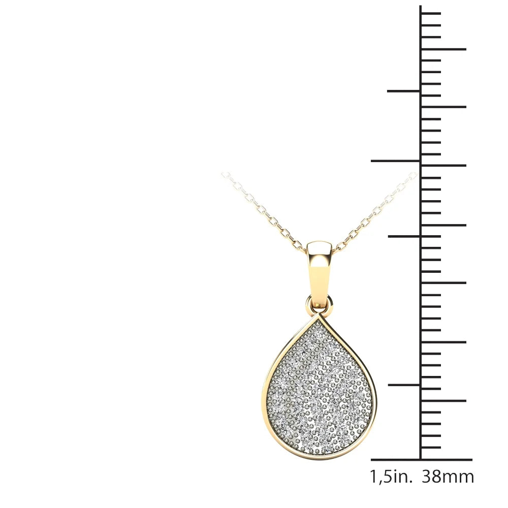 10K Yellow Gold Diamond Teardrop Pendant Necklace V3603