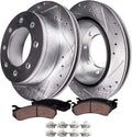 8-Lug Front Drilled and Slotted Disc Rotors + Brake Pads 4pc Set C839