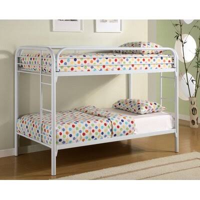 White Twin Over Twin Metal Bunk Bed E780