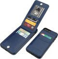 Blue Leather Wallet Case for iPhone 7 Plus 8 Plus with Card Holder P88710