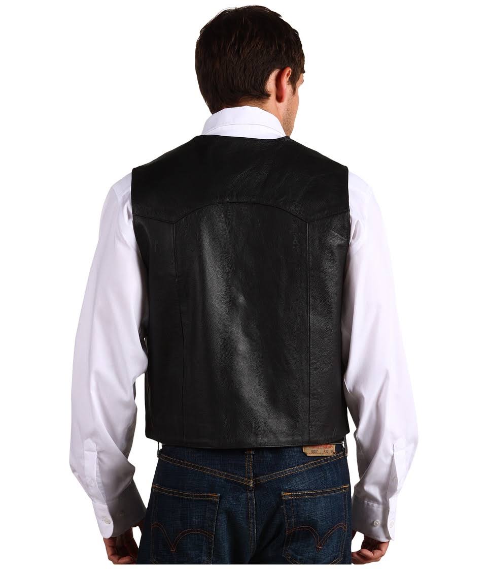 Black Leather Western Vest T7976