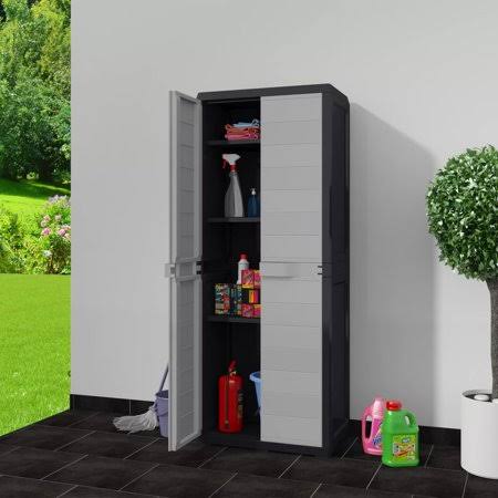 Black and Gray Garden Storage Cabinet with 3 Shelves N7041
