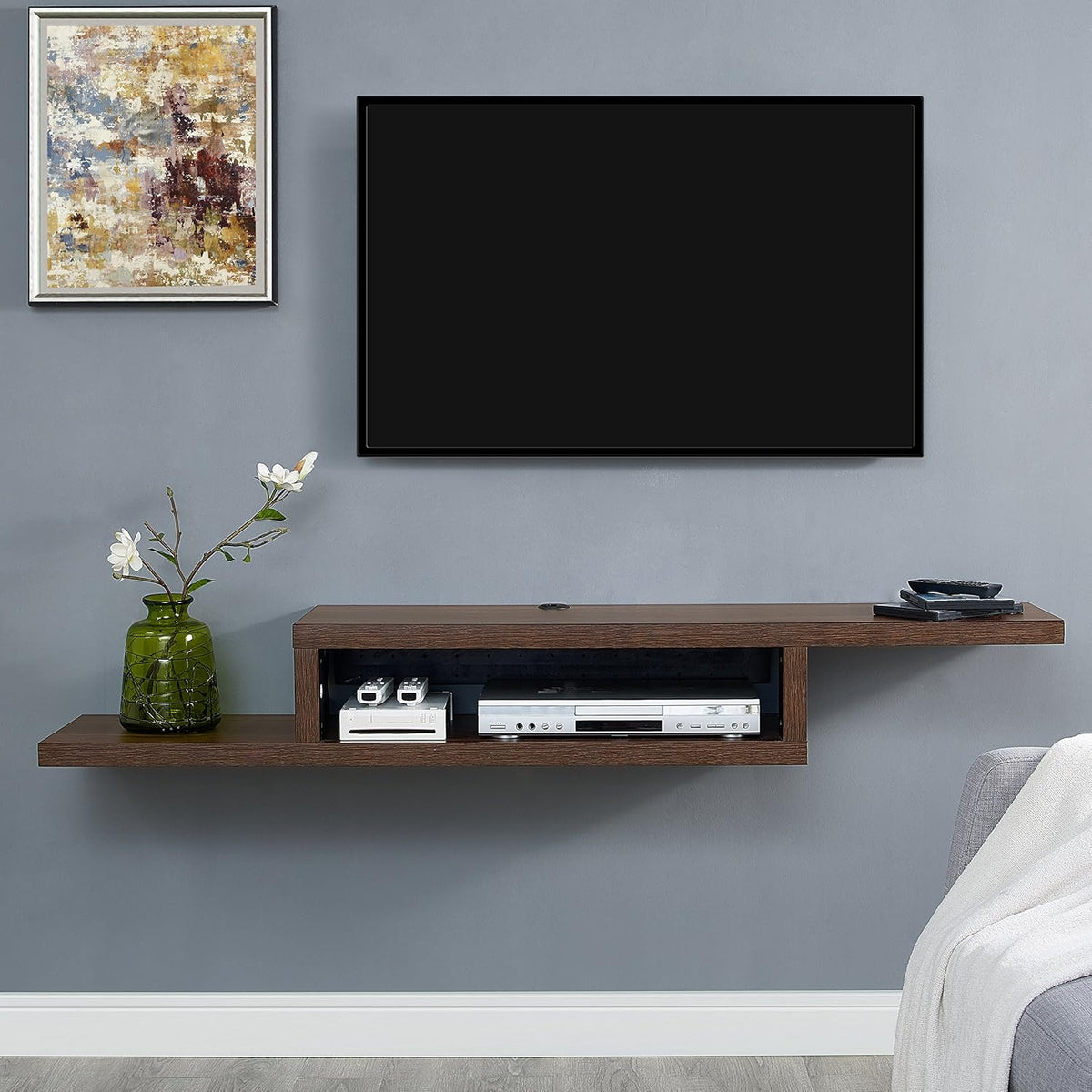 Skyline Walnut Floating Wall Mounted TV Console D474