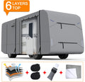 RV Cover for 34’-38’ Motorhome with 2Pcs Extra Straps & Gutter Spout Covers F542