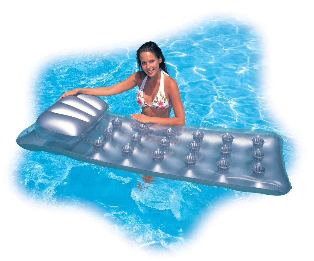 Silver Pool Lounger Float with Headrest B418