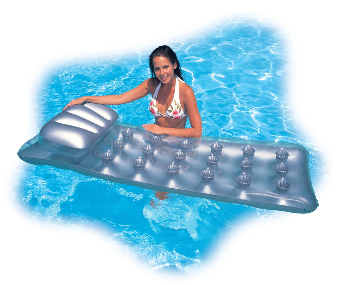 Silver Pool Lounger Float with Headrest B418