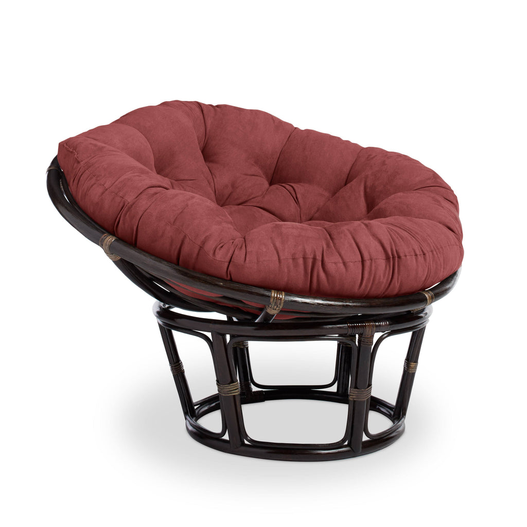 Red Wine Microsuede Rattan Papasan Chair with Cushion C885