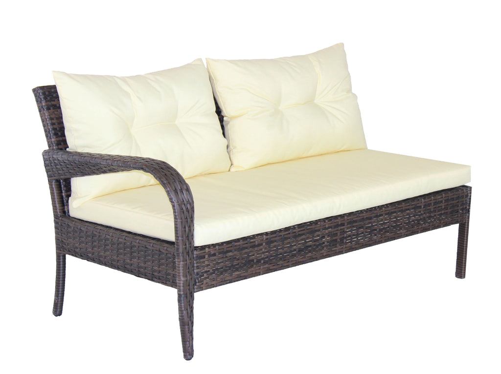 Beige 3-Piece Wicker Rattan Sectional Sofa with Tempered Glass Table H31123