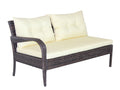 Beige 3-Piece Wicker Rattan Sectional Sofa with Tempered Glass Table H31123