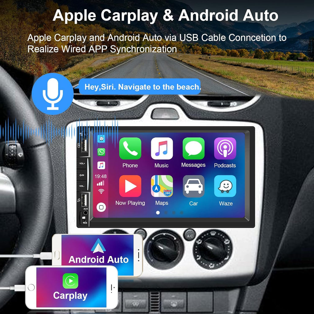 7 inch Touch Screen Car Stereo Radio with Bluetooth Backup Camera T5894