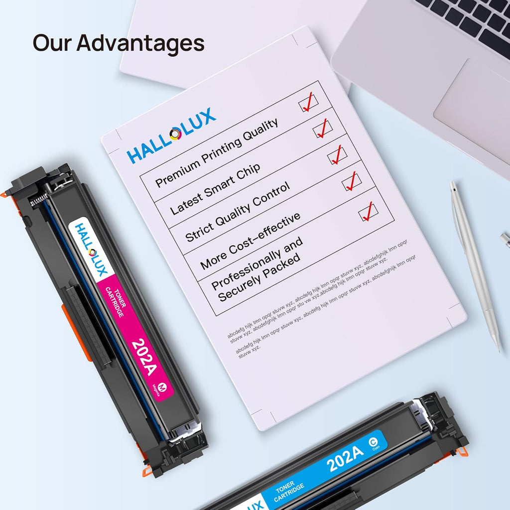 4 Pack Toner Cartridge for HP 202A CF500A 202X CF500X Printers (BCMY) A5614